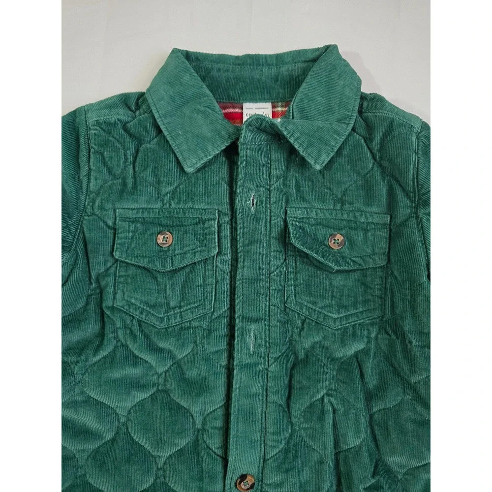 Carters Toddler Boys Green Quilted Corduroy Shirt Jacket Shacket 24M New